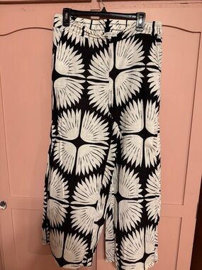 Rachel Zoe Black and White Floral Wide-Leg Pants